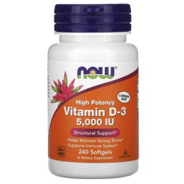 NOW Foods высокоактивный витамин D-3 5000 МЕ 240 капс
