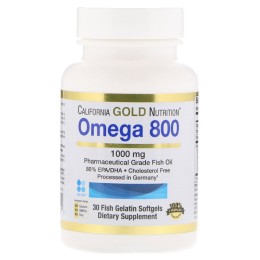 California Gold Nutrition Omega 800 Pharmaceutical Grade Fish Oil 80% EPA/DHA Triglyceride Form 30 капс