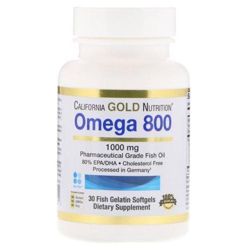 California Gold Nutrition Omega 800 Pharmaceutical Grade Fish Oil 80% EPA/DHA Triglyceride Form 30 капс