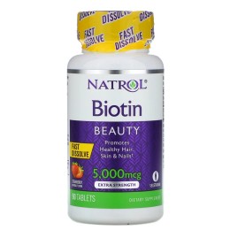Natrol Biotin Fast Dissolve 5000 mсg 90 таб. со вкусом клубники