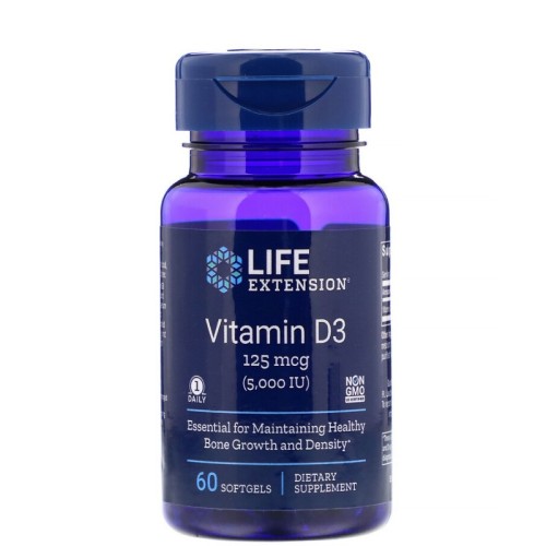 Life Extension Vitamin D3 125 mcg (5000 МЕ) 60 softgels