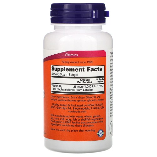 NOW Foods Vitamin D-3 1000 МЕ 180 капс
