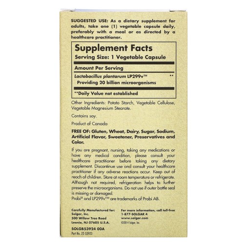 Solgar Probi 20 Billion 30 Vegetable Capsules