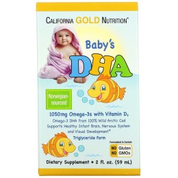 California Gold Nutrition ДГК для детей омега-3 с витамином D3 1050 мг 59 мл