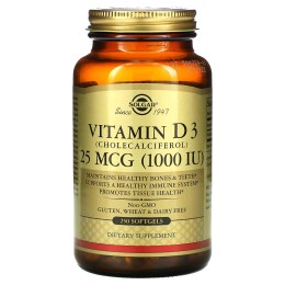 Solgar Vitamin D3 25 мкг (1000 МЕ) 250 капс