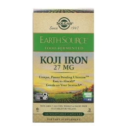 Solgar EarthSource Food Fermented Koji Iron 27 mg 60 Vegetable Capsules