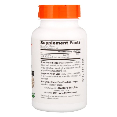 Doctor's Best High Absorption Magnesium 100% Chelated 120 таб