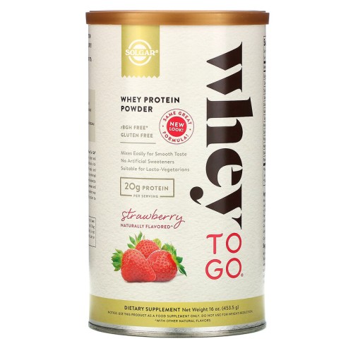 Solgar Whey To Go порошок сывороточного белка клубника 4535 г (16 унций)