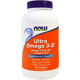 NOW Foods Ultra Omega 3-D 600 EPA/300 DHA + Vit D-3 180 капс
