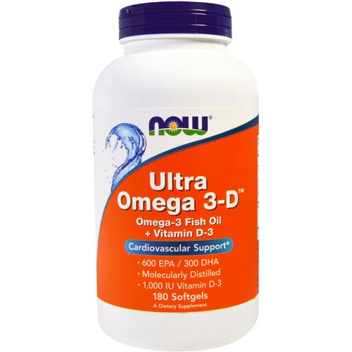 NOW Foods Ultra Omega 3-D 600 EPA/300 DHA + Vit D-3 180 капс