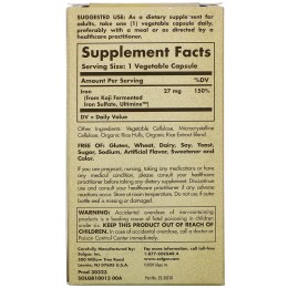Solgar EarthSource Food Fermented Koji Iron 27 mg 30 Vegetable Capsules