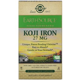 Solgar EarthSource Food Fermented Koji Iron 27 mg 30 Vegetable Capsules