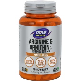 NOW Arginine Ornithine 500 мг 250 мг 100 vcaps