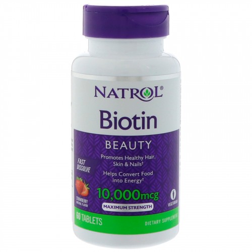 Natrol Biotin Fast Dissolve 10000 mсg 60 таб. клубника