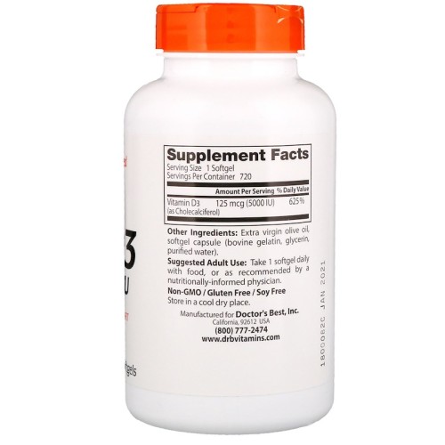 Doctor's Best Витамин D3 5000 МЕ 720 капс.