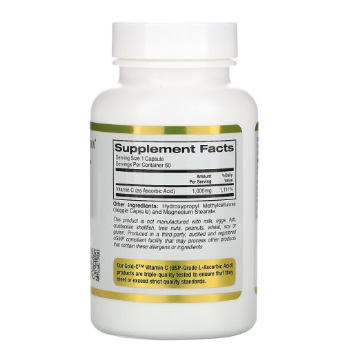 California Gold Nutrition Gold C витамин C 1000 мг 60 растительных капсул
