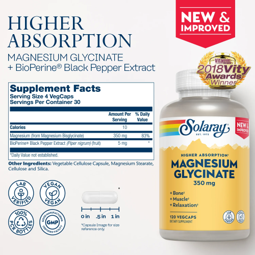 Solaray Magnesium Glycinate 350 мг 120 капс