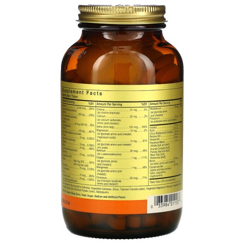 Solgar Formula V VM-75 комплекс витаминов с хелатными минералами без железа 180 таблеток