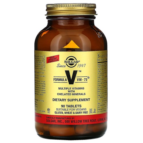 Solgar Formula V VM-75 комплексные витамины с хелатными минералами 90 таблеток