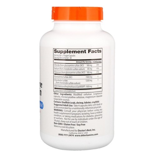 Doctors Best Glucosamine Chondroitin Msm with OptiMSM 240 капсул