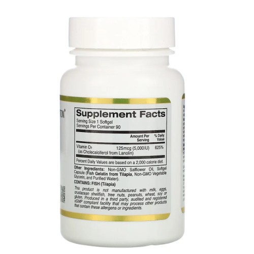 California Gold Nutrition vitamin D-3 5000 МЕ 90 капс.