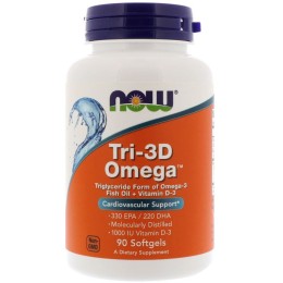 NOW Foods Omega 3 + Vit D 1000 мг 90 капс