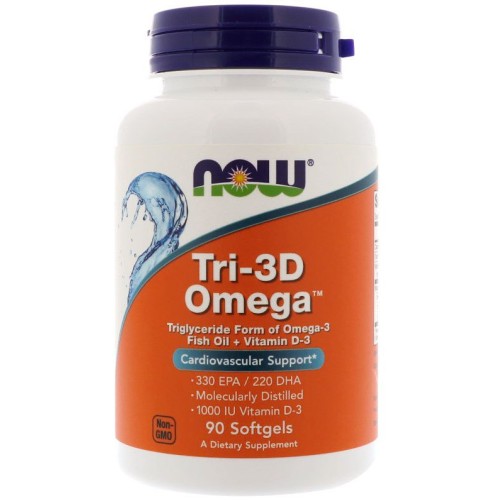 NOW Foods Omega 3 + Vit D 1000 мг 90 капс