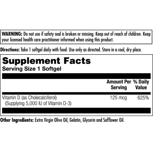 KAL Vitamin D3 5000 МЕ 90 мягких капсул