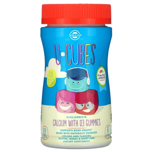 Solgar U-Cubes Childrens Calcium With D3 Pink Lemonade Blueberry Strawberry 60 Gummies