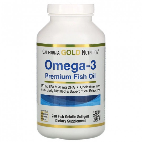 California Gold Nutrition Омега-3 рыбий жир премиального качества 240 капс.