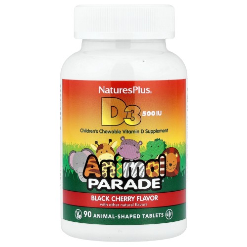 NaturesPlus Animal Parade Vitamin D3 500 МЕ 90 жевательных таблеток